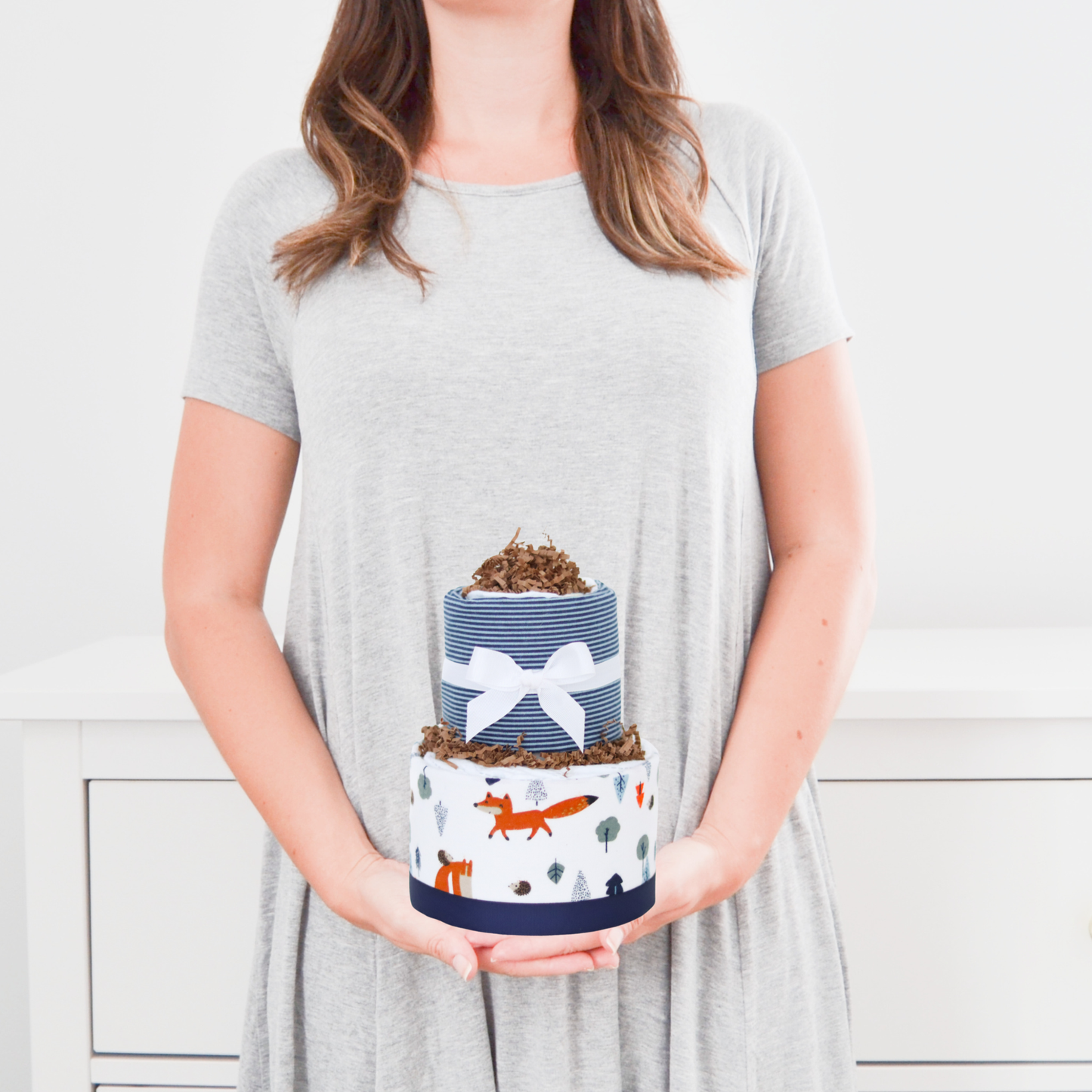 2-Tier Baby Boy Diaper Cake Gift Set- Fox