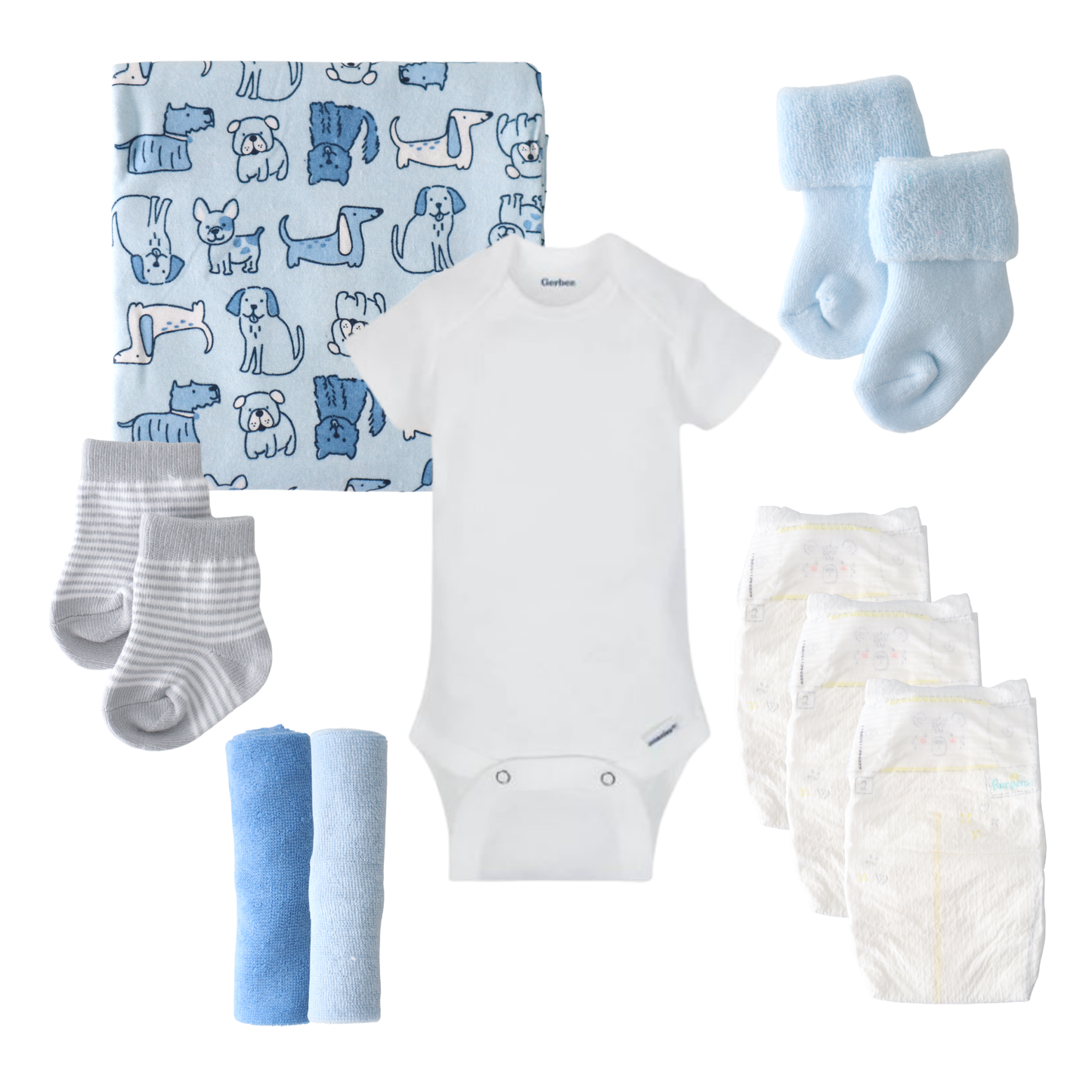 Baby Boy Gift Set Flower Bouquet - Puppy
