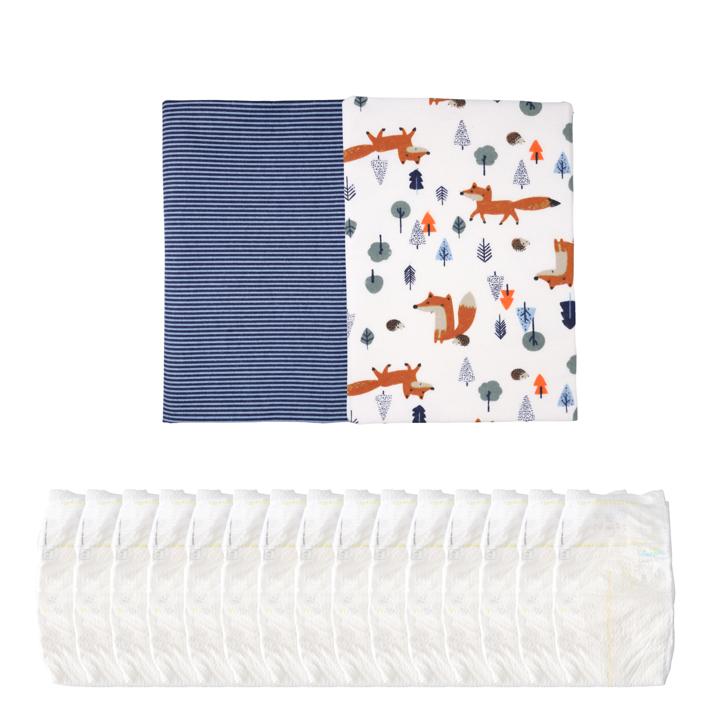 2-Tier Baby Boy Diaper Cake Gift Set- Fox