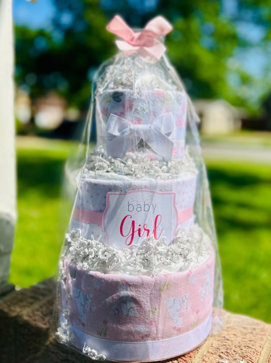 Baby Girl Diaper Cake Gift- Bunny