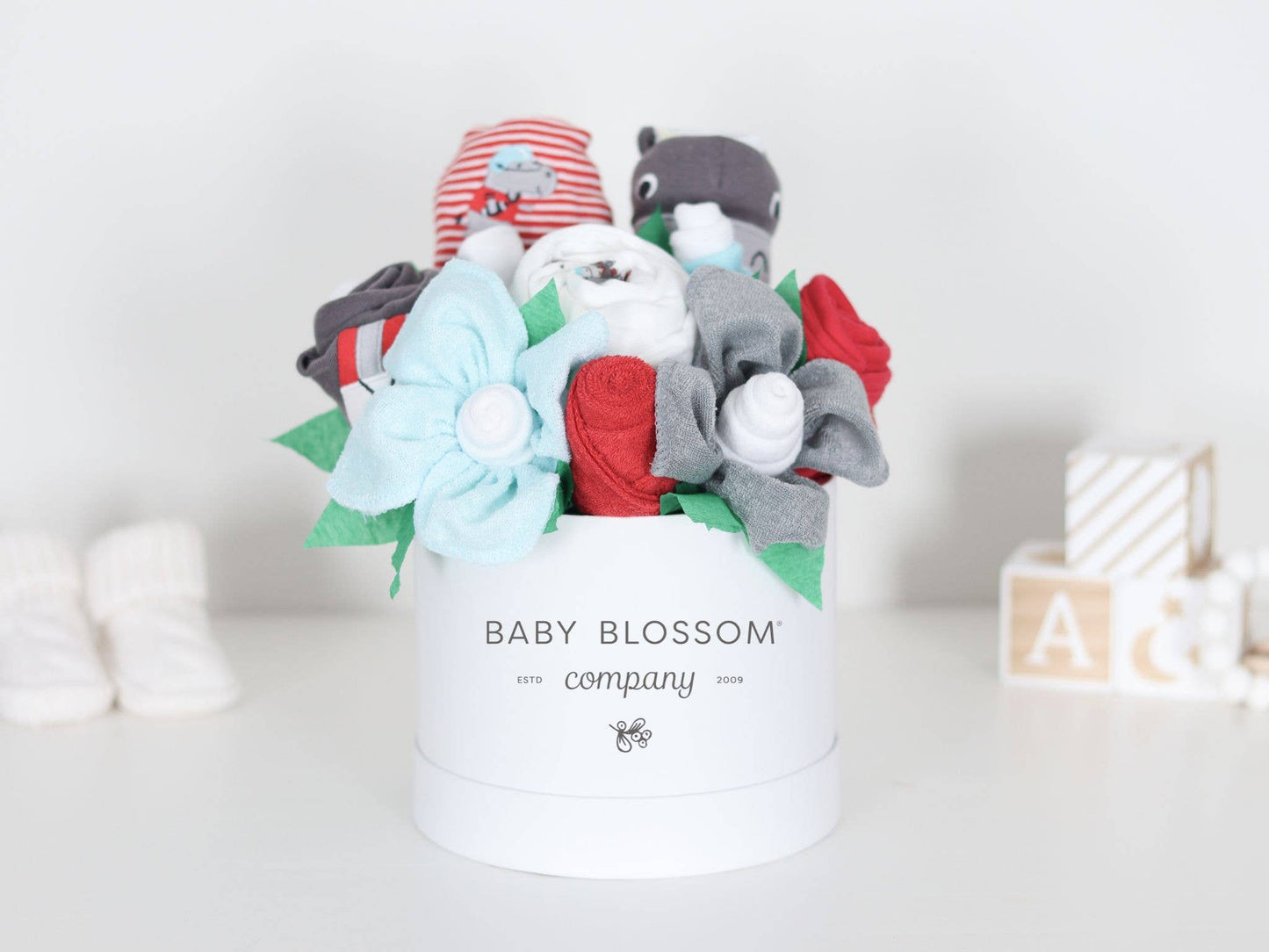 Baby Boy Gift Box Flower Bouquet - Little Rookie