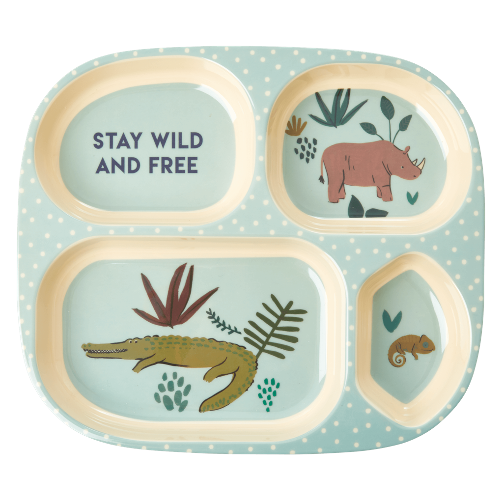 Kids 4 Room Plate in Blue Jungle Animals Print